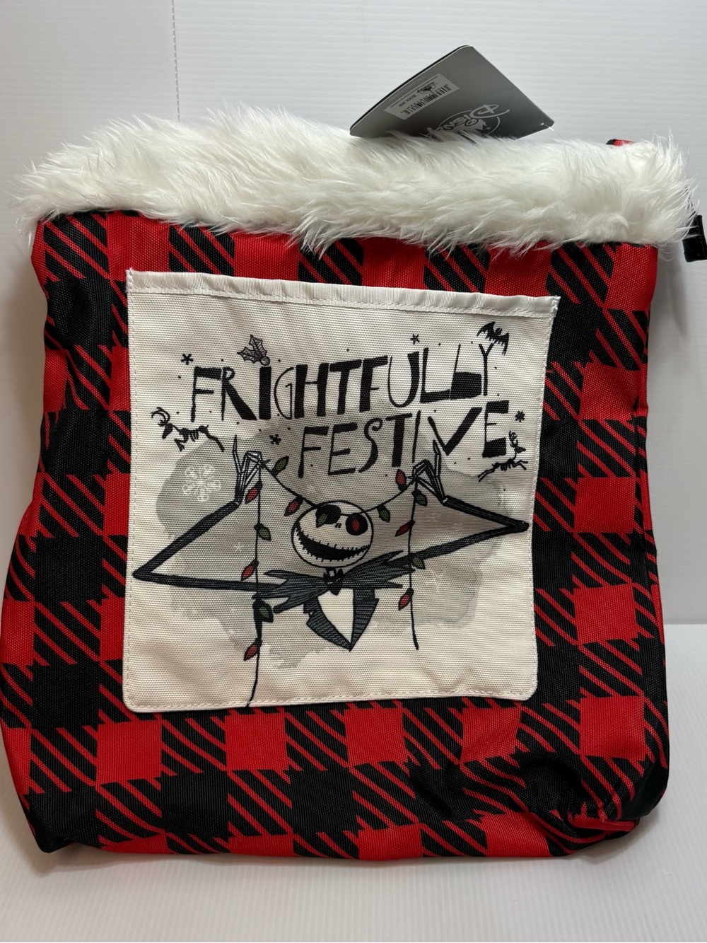 Disney Nightmare Before Christmas Jack FRIGHTFULLY FESTIVE Plaid Zip Tote Bag